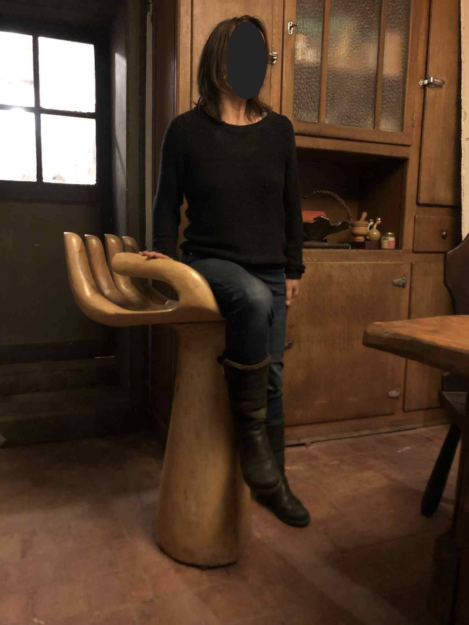 Paire de chaises bois forme main, tabouret de bar bois, chaise bois, chaise