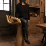 Paire de chaises bois forme main, tabouret de bar bois, chaise bois, chaise