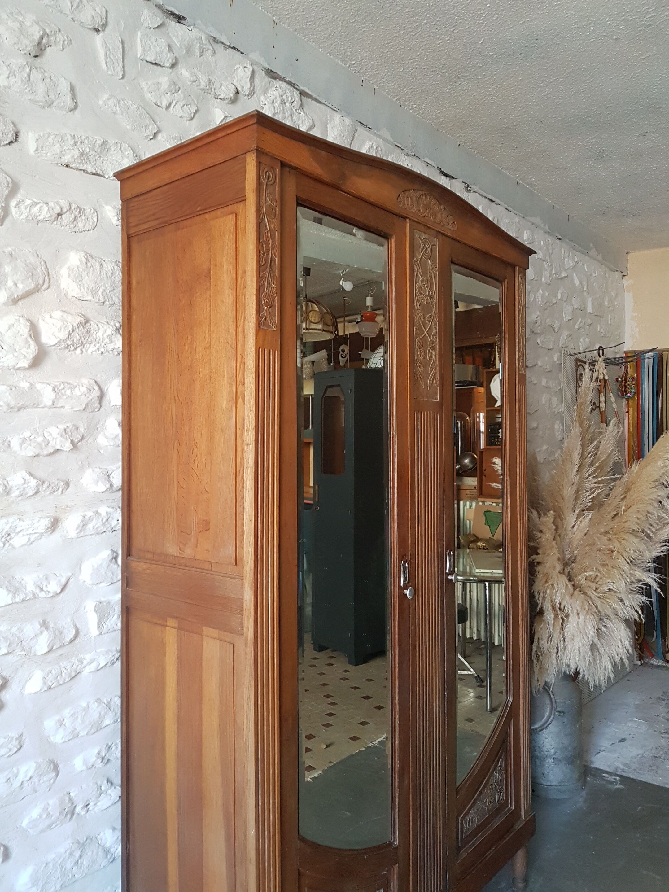 Large wardrobe with glass Deco / mirror