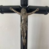 Blackened wood crucifix on base (26 cm)