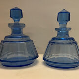 Pair of blue glass perfume bottles
