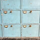 Old workshop cabinet with flaps, original patina.