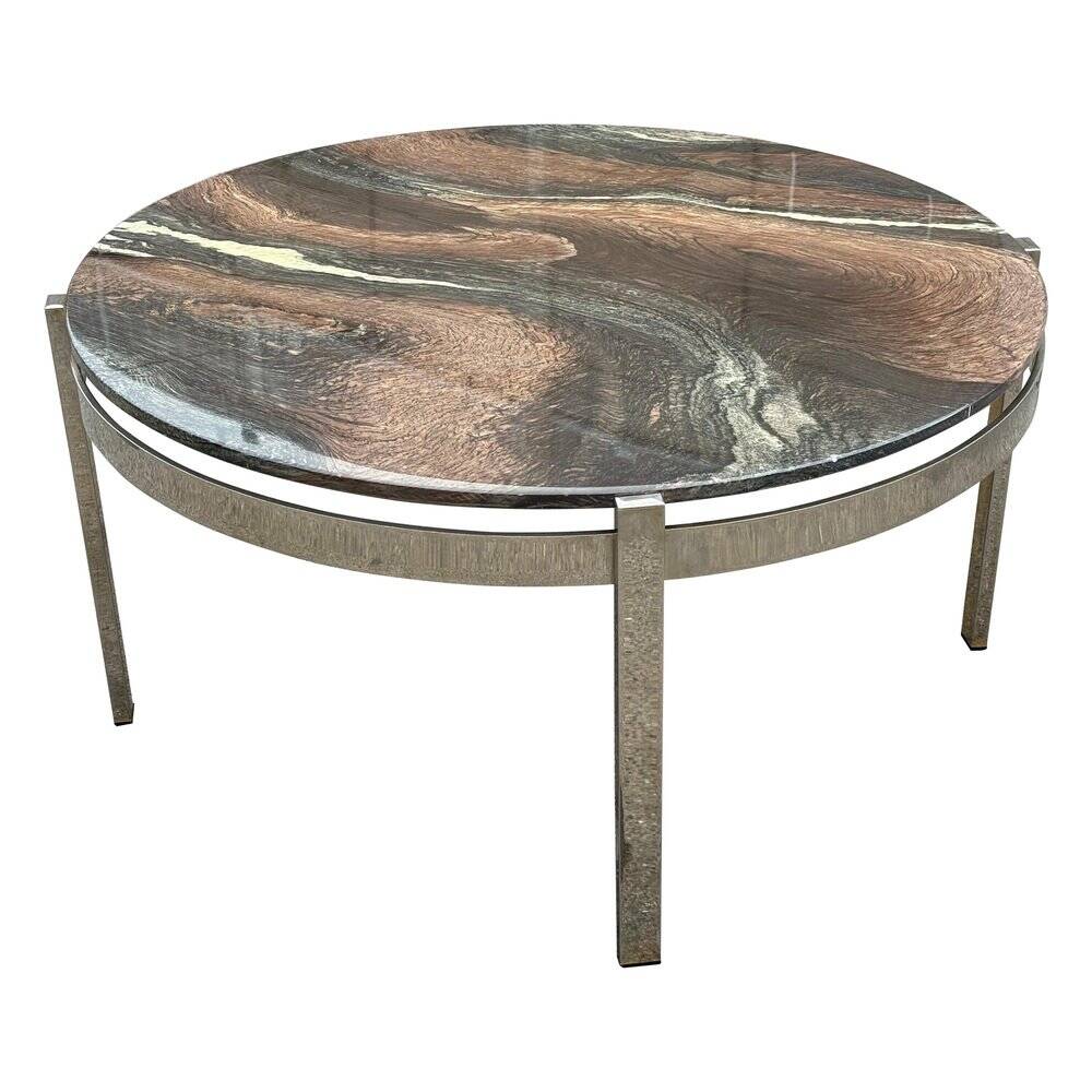 Coffee table in chrome and marble by Bendixen, Denmark, 1970s