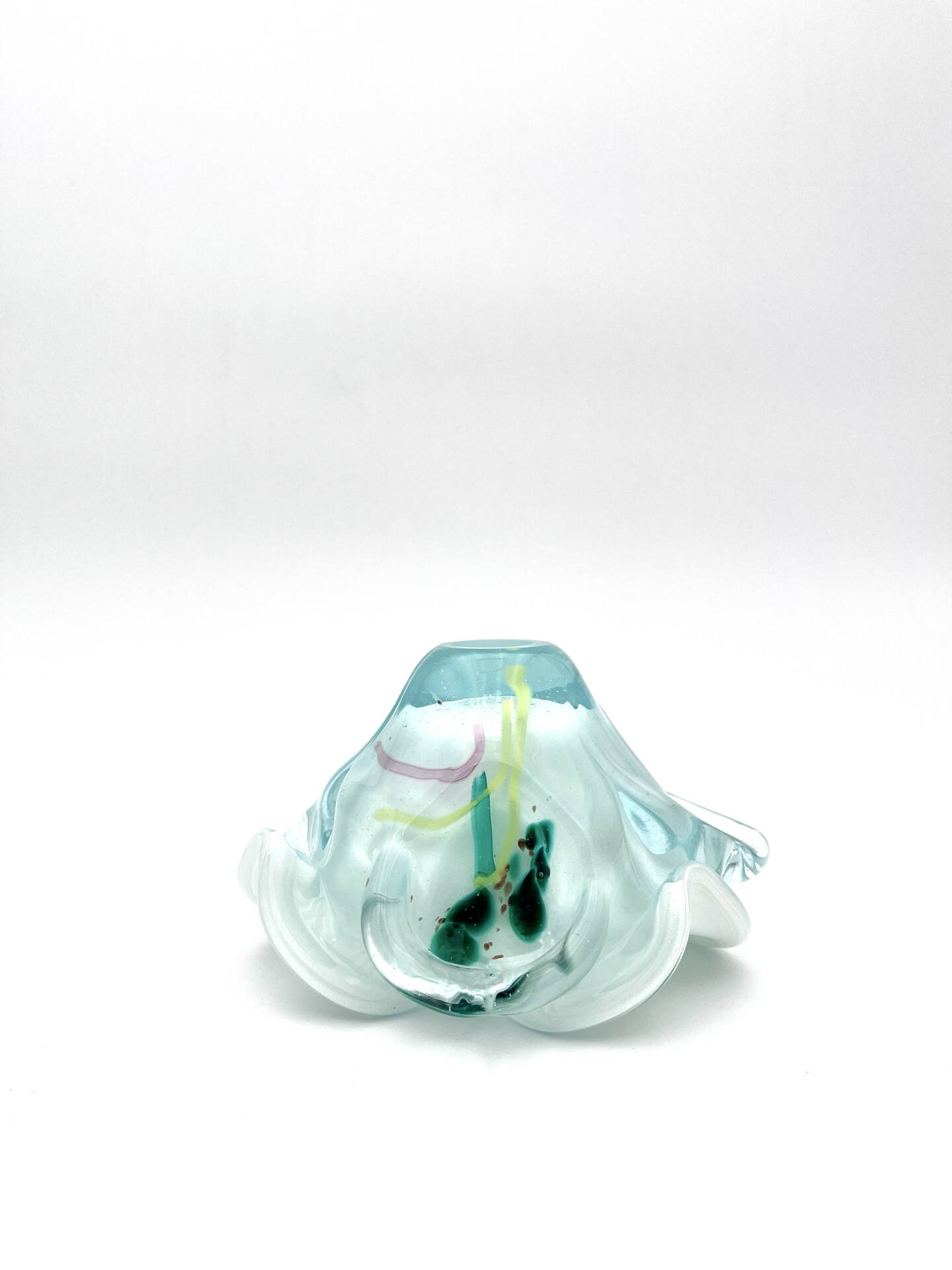 Coupe Studio Glass signed Lubomir Hora Blown Glass Polychrome 80s