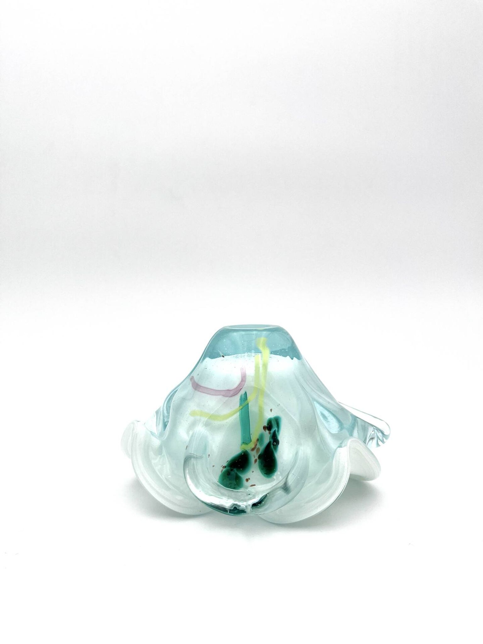 Coupe Studio Glass signée Lubomir Hora Verre Soufflé Polychrome 80s