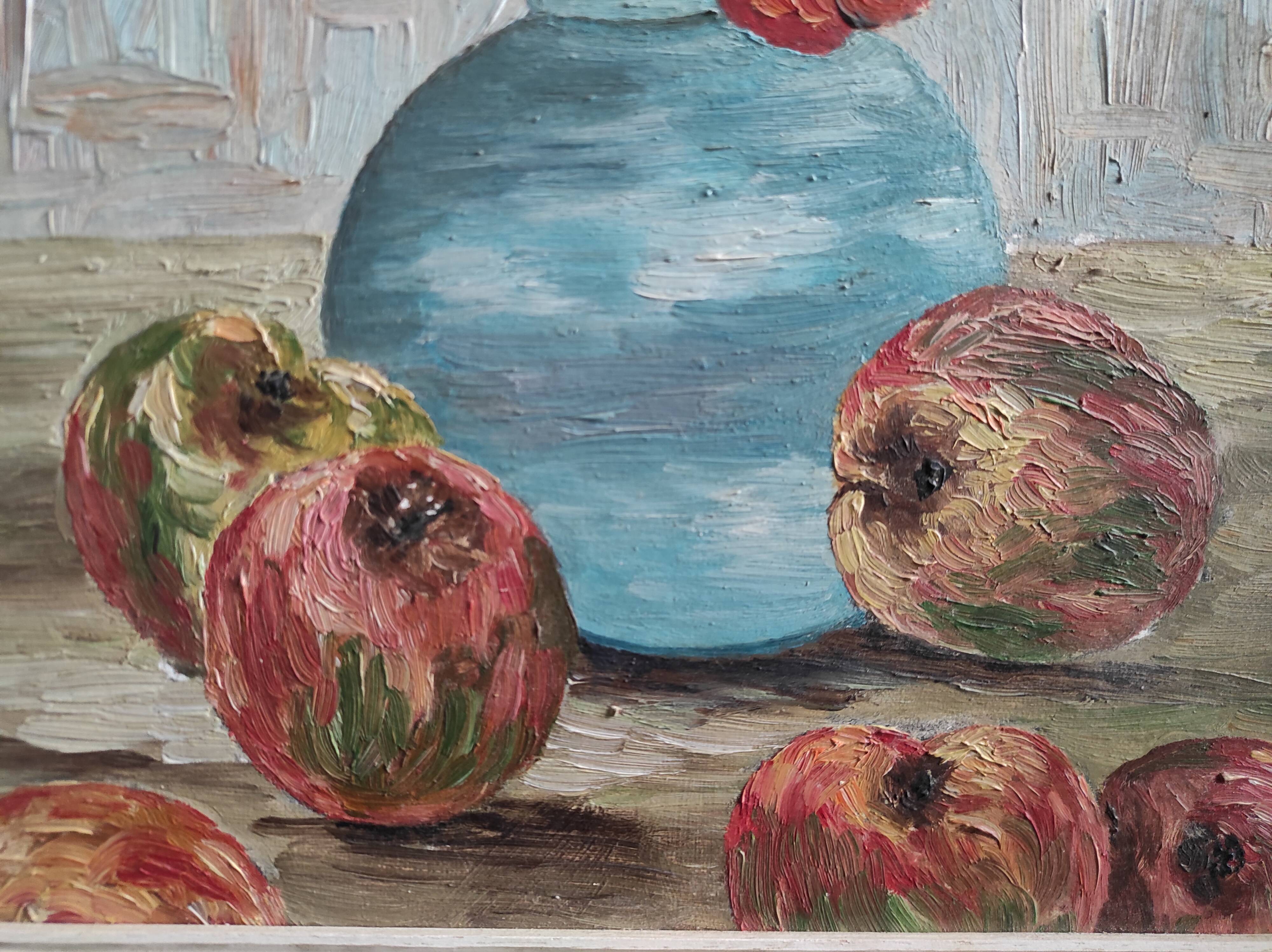Vintage French oil painting of flowers