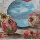 Vintage French oil painting of flowers