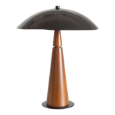 Lampe vintage Aluminor paquebot pied en bois style Art deco vintage années 80