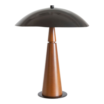 Vintage lamp Aluminor wooden foot art style vintage art deco 80s