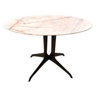 Table basse vintage de guglielmo ulrich avec un plateau ovale en marbre, italie