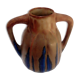 Blue enamelled flamed sandstone vase by Méténier