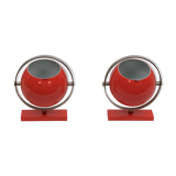 3 lampes de table globe orange des années 60 Stilux Milano modèle Saba