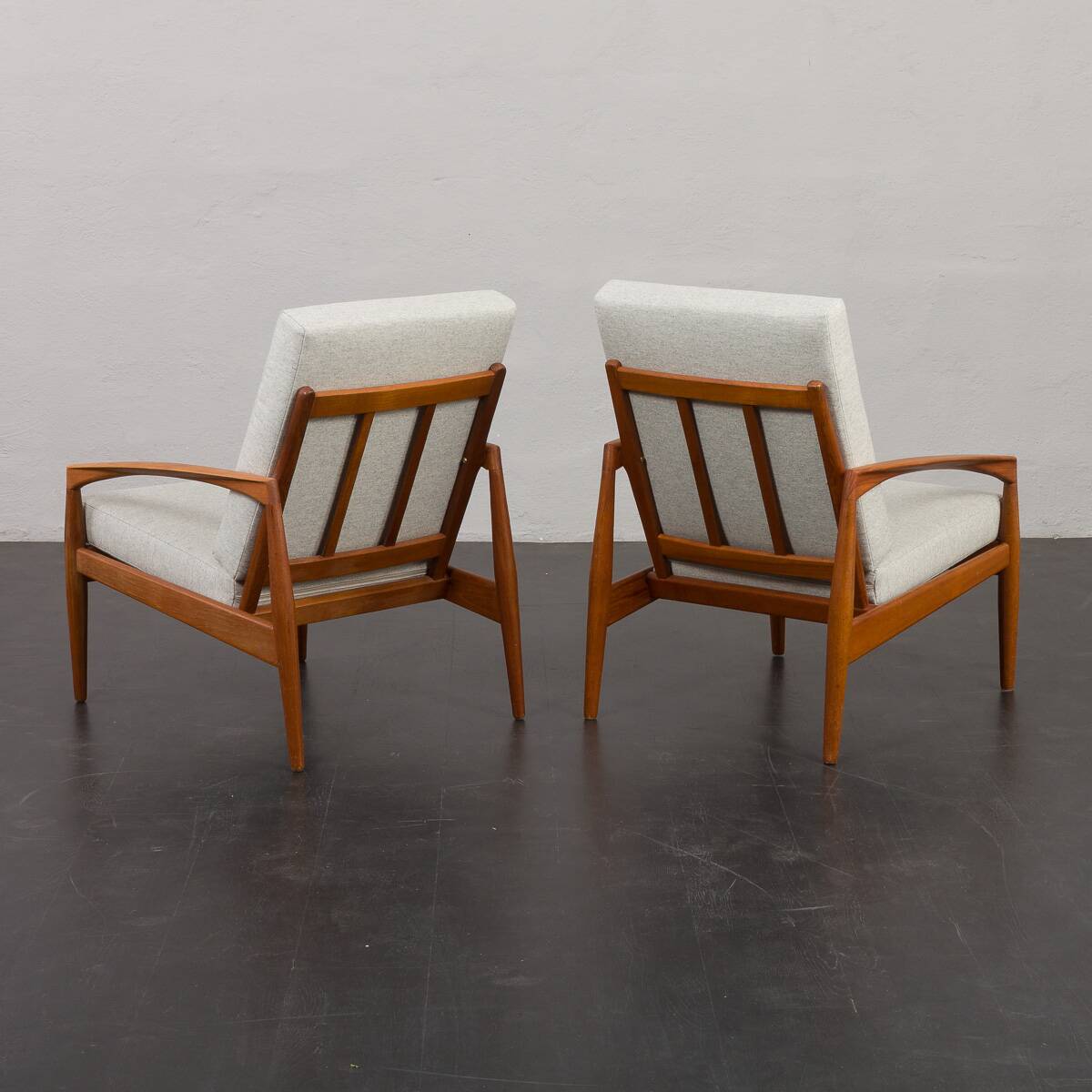 Paire de chaises longues Kai Kristiansen Paperknife en teck et laine naturelle