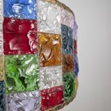 Large Italian Multi-Colored Hammered Crystal and Wrought Iron Chandelier