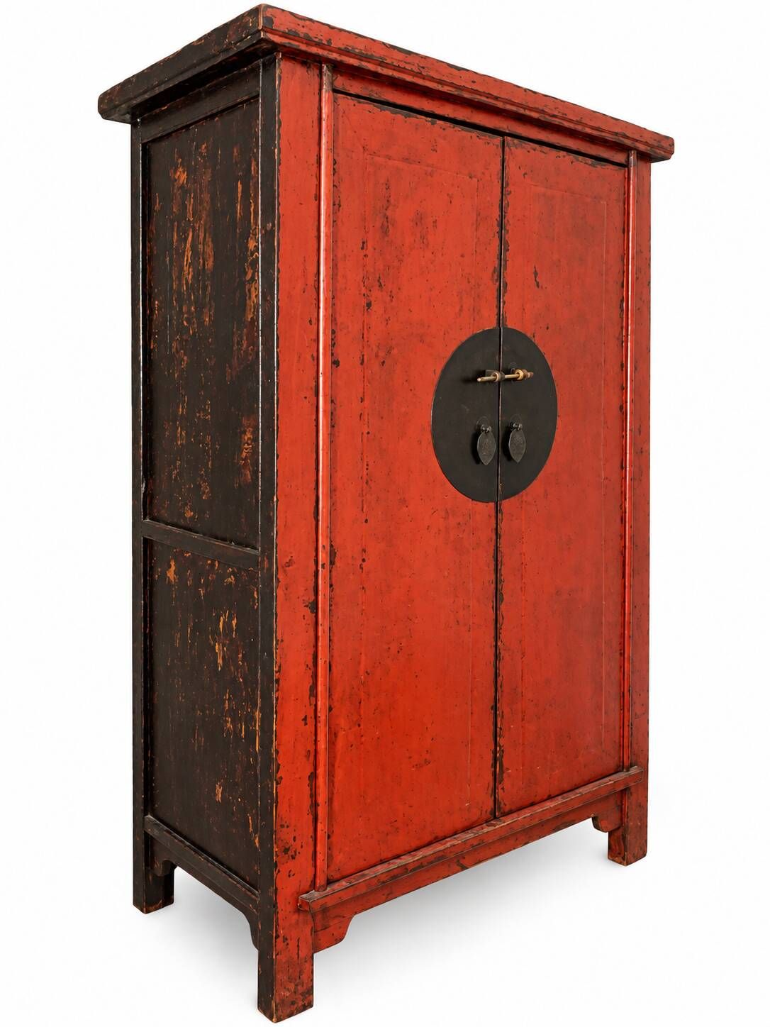 Antique Chinese Red Lacquer Cabinet – Traditional Wedding-Style Cupboard