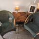 Fauteuil en osier bleu