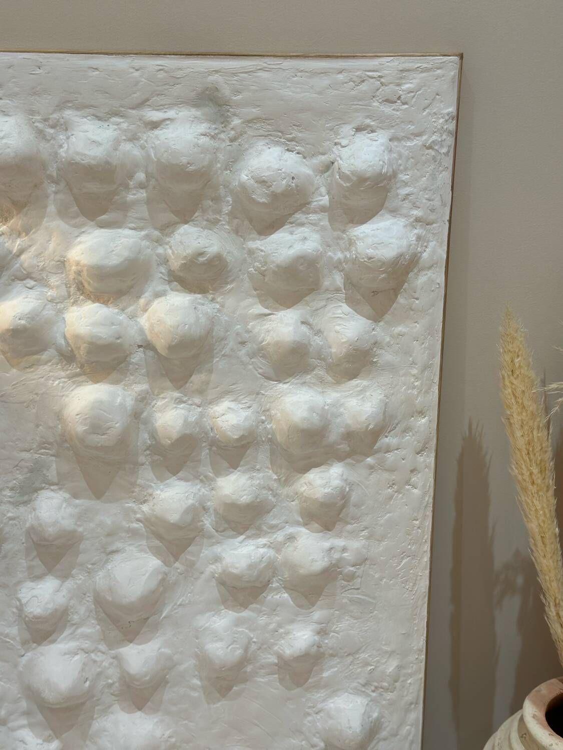 Tableau contemporain texturé relief 3D minimaliste - murmures blancs