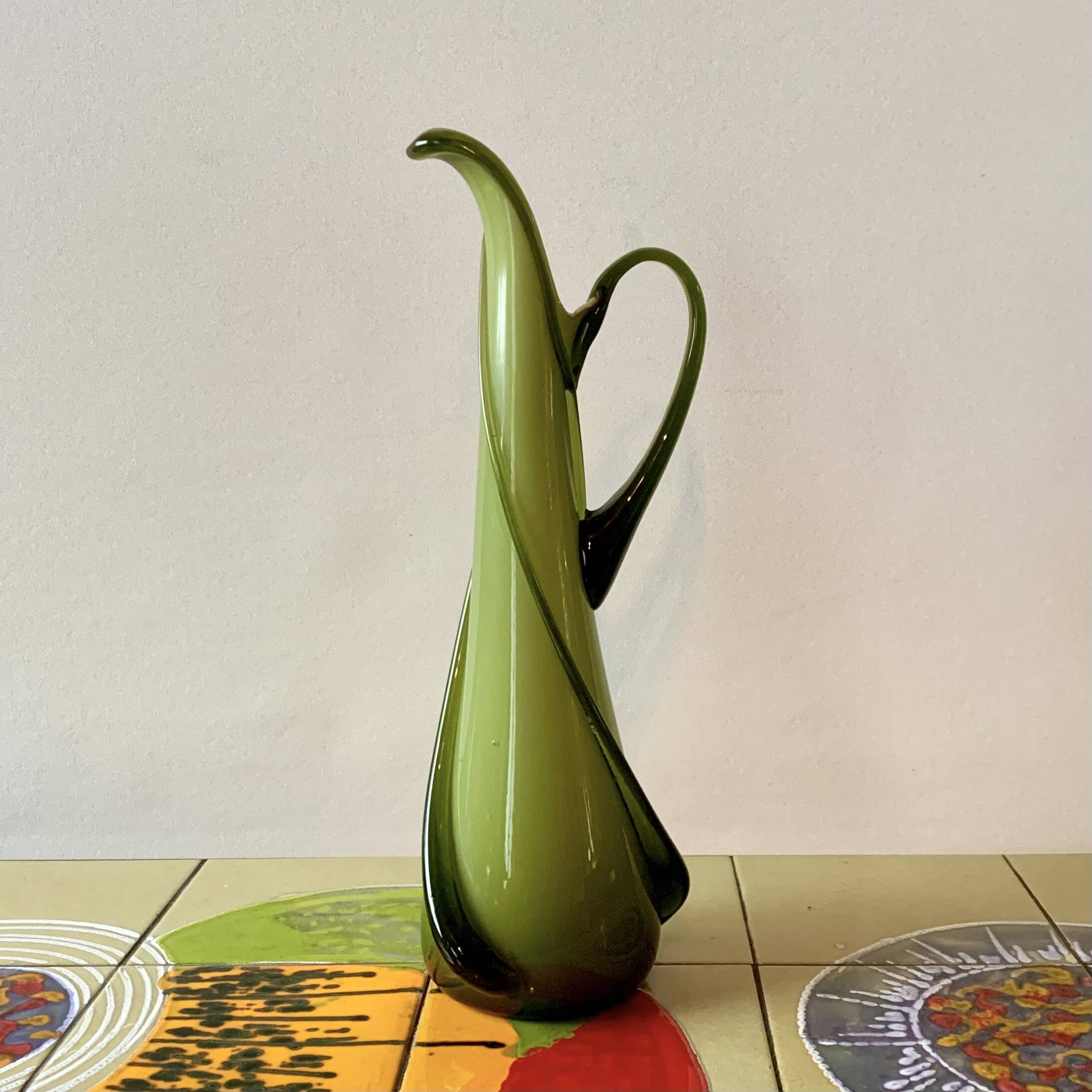 Vintage vase in green blown glass - Fratelli Betti Cristallerie - Empoli