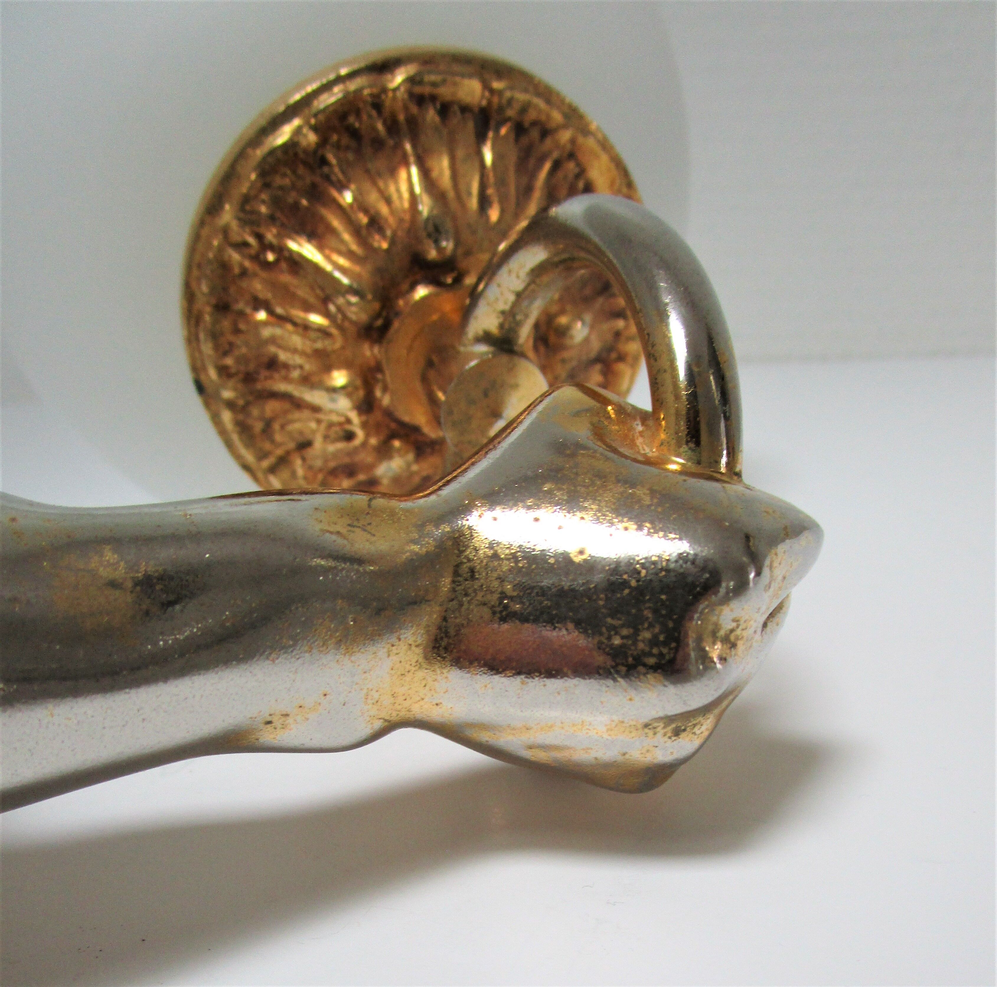 Hand sconce golden metal patinated opaline vintage