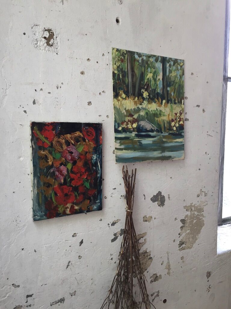 Old oil painting flowers