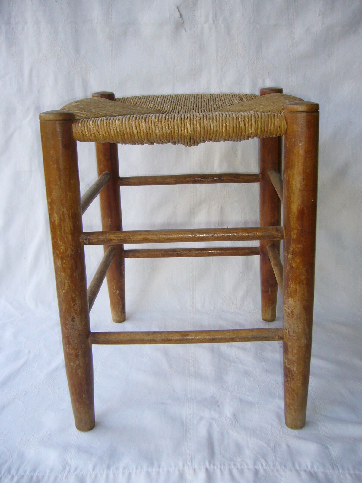 Wooden stool, mulched seat