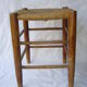 Wooden stool, mulched seat