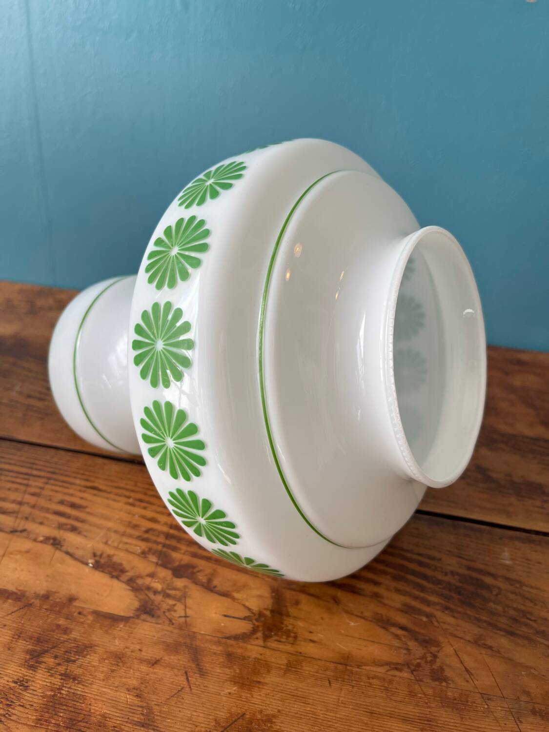 80s pendant light with white and green flower pattern