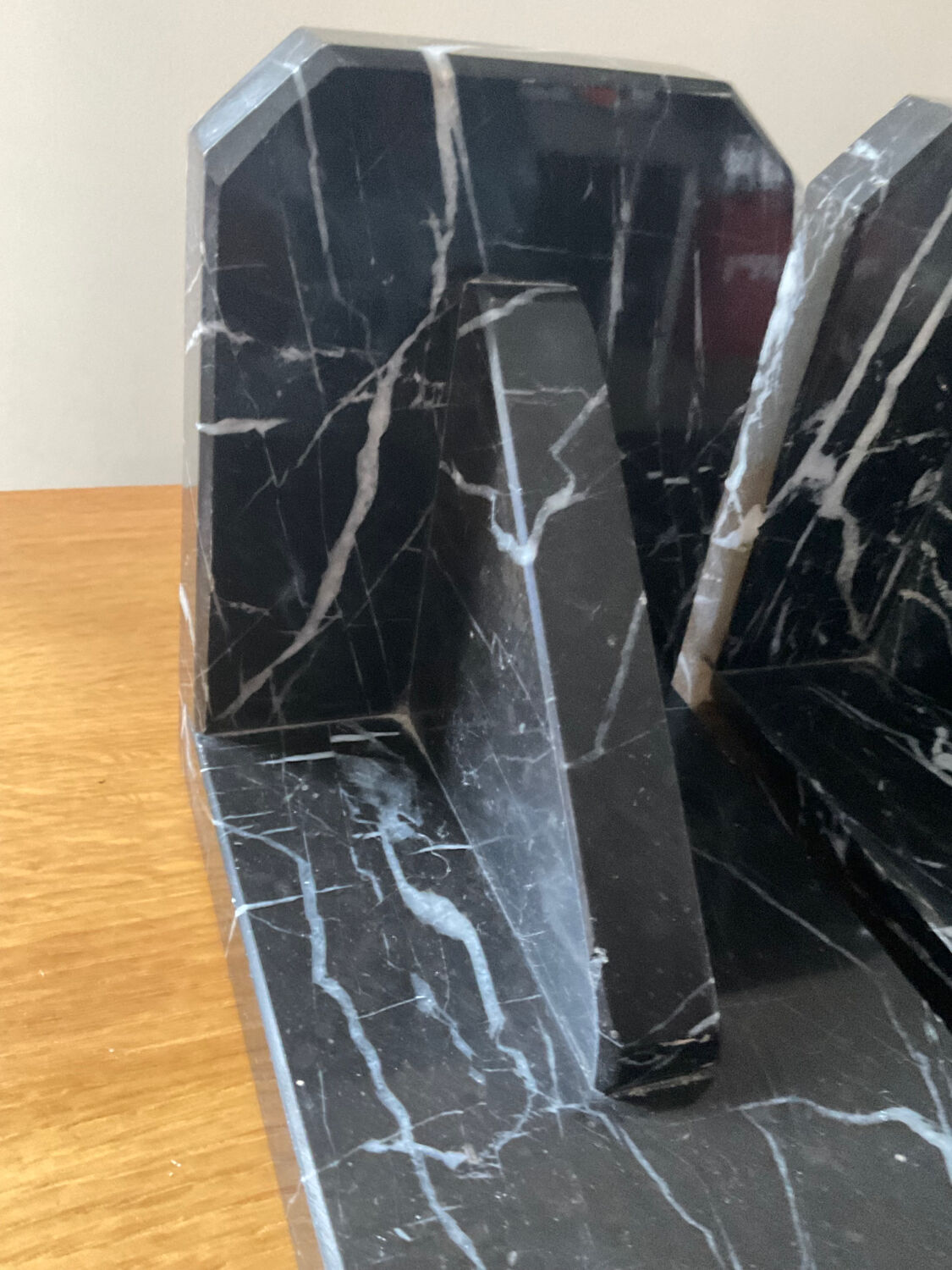 Pair of Art Deco bookends in black marble