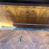 Louis-Philippe chest of drawers in burr walnut with pink marble – 19th century