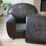 Black leather club chair