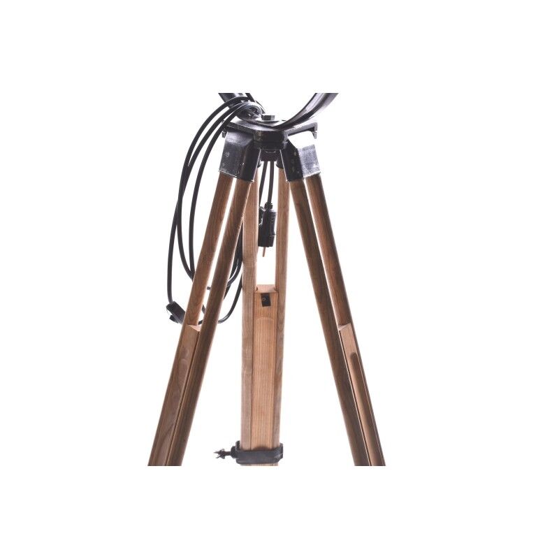 Old industrial spot on wooden tripod | vintage spot on 3 leg | tripod floor lamp