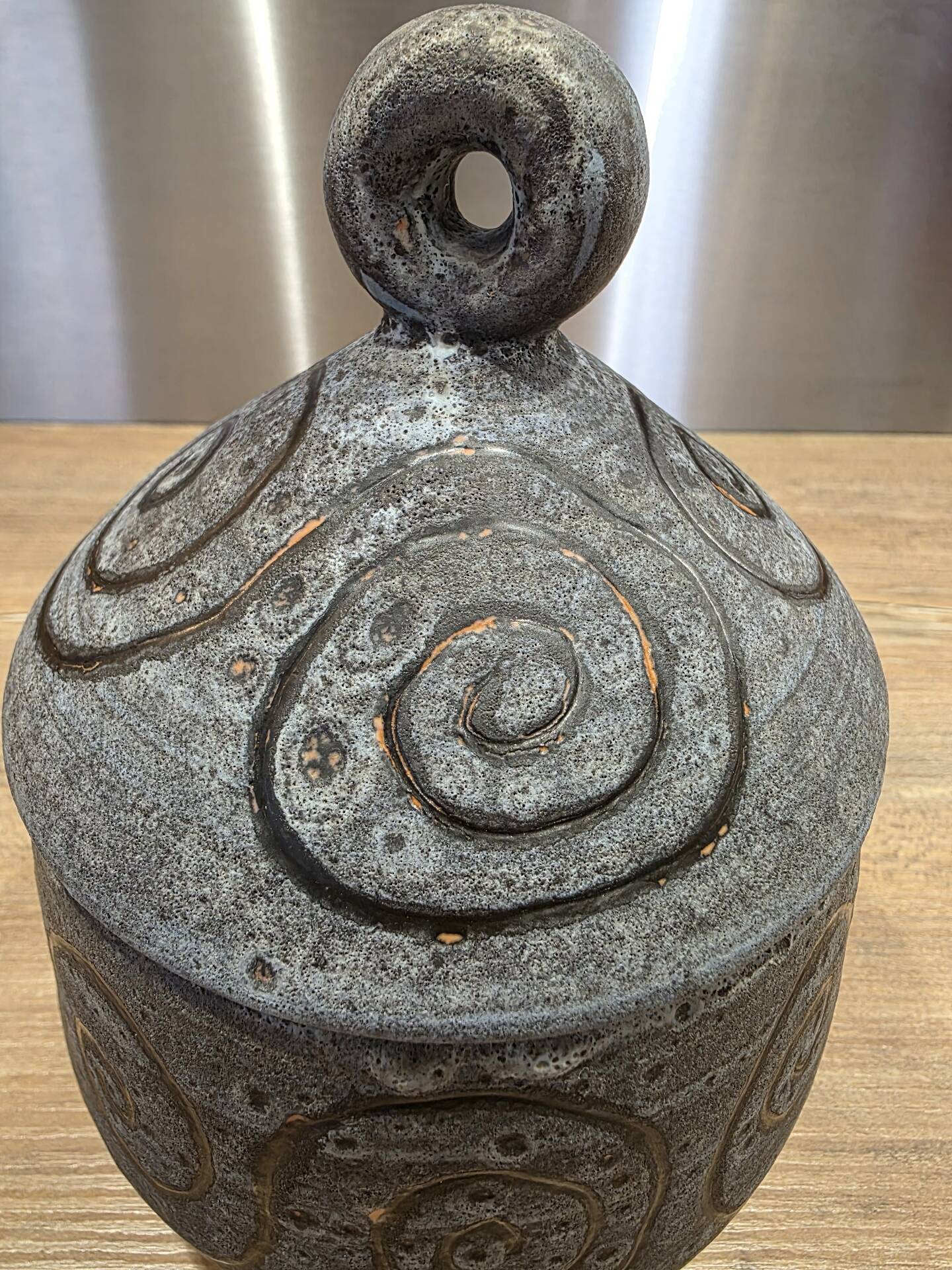 Covered box / Ceramic sugar bowl Vallauris Agnès Escala 1960s
