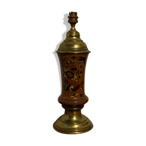 Pied de lampe en ceramique peint