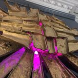 Gande sculpture murale Soleil, Lampe en résine & polyester, style Brutalist