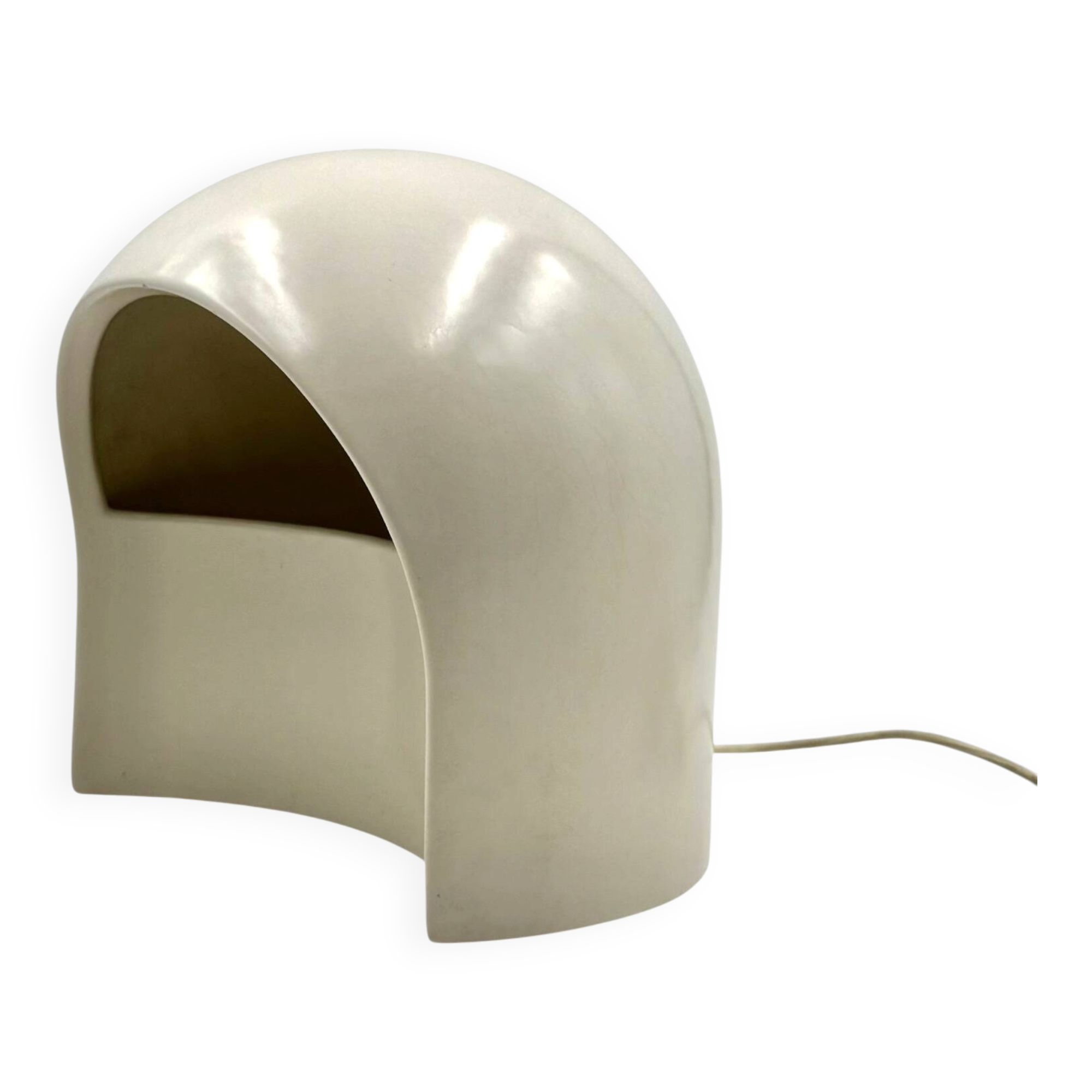 Organic white ceramic table lamp, Italy 1970