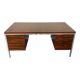 Vintage desk with rosewood veneer and chrome metal design from the 1970s.