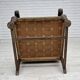 1950s, Danish highback armchair, hand woven wool, velour, carved oak wood.