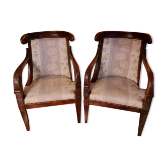 Paire de fauteuils acajou 19ème,  style Louis Philippe
