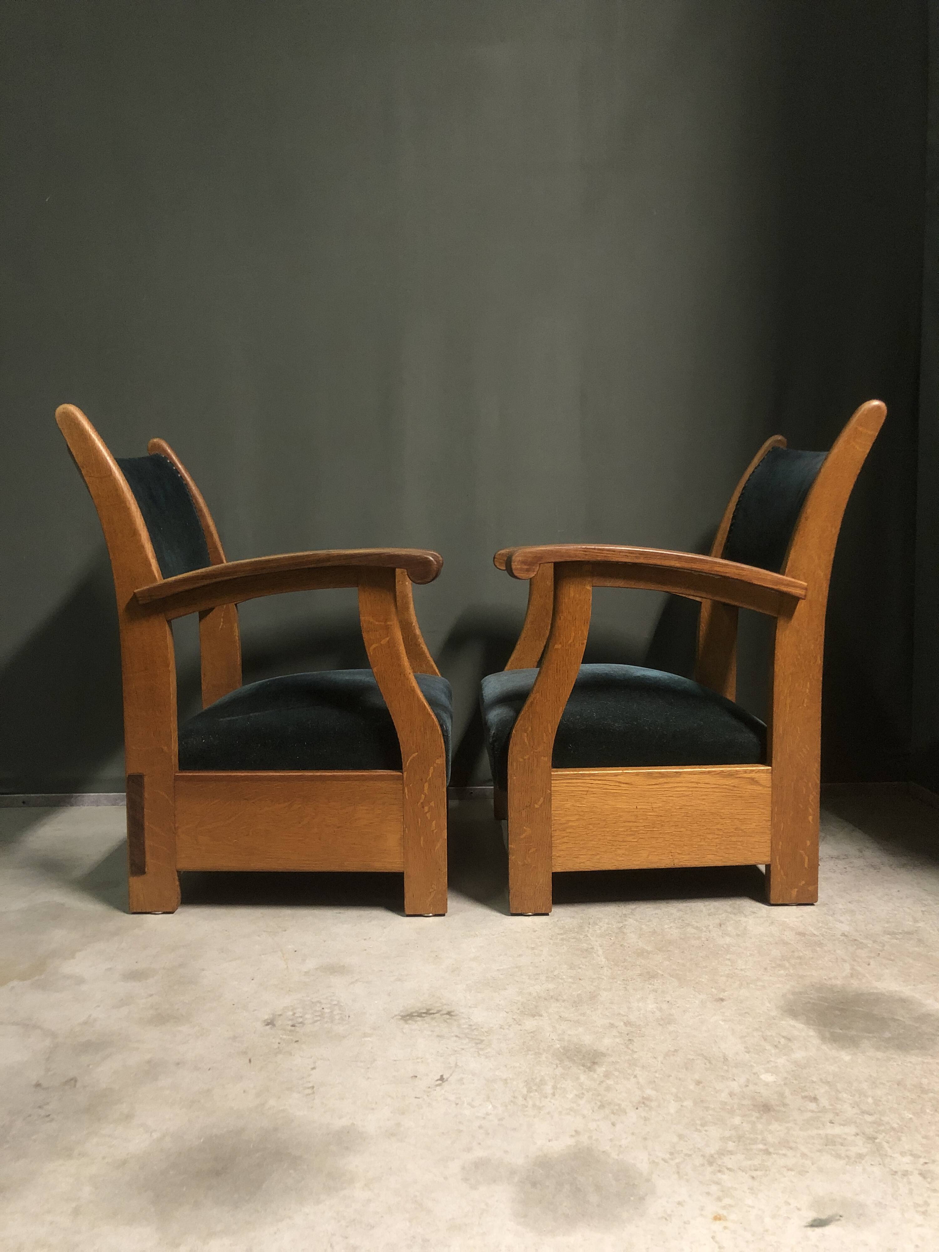 Pair of 1930's Dutch lounge chairs