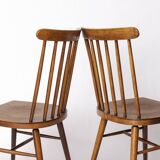 Pair of Vintage Spindle Back Chairs – 1970s Beech Wood, Restored