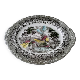 Oval dish in English porcelain Staffordshire Country Style model.