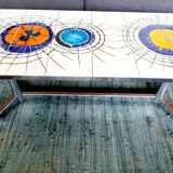 Vintage coffee table 70s ceramic and chrome metal