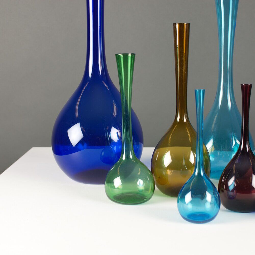 Set of 10 Scandinavian glass vases by Arthur Aercy for Gullaskuff, 1960s,