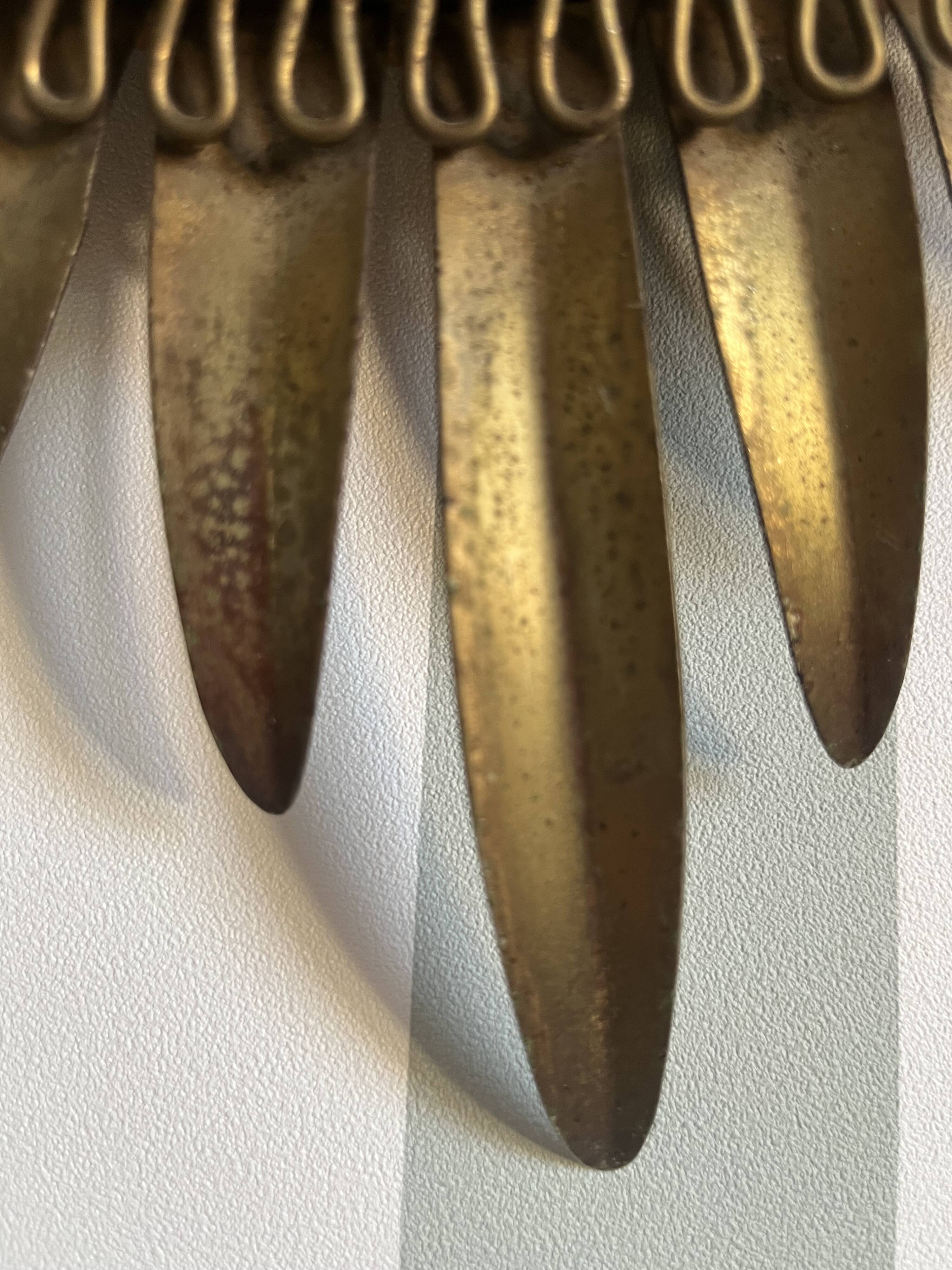 Miroir Sorcière mid Century cadre à palmes en métal