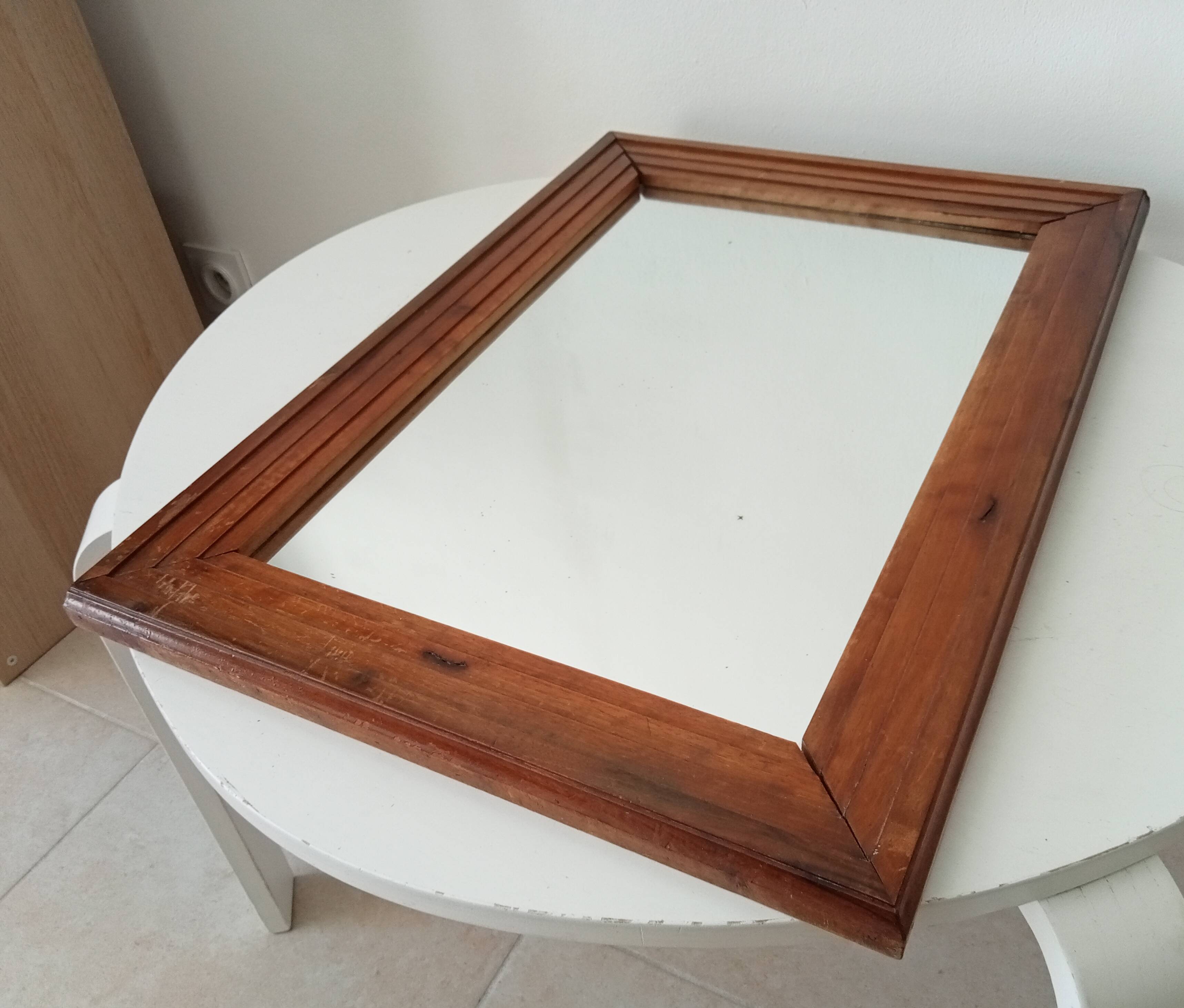 Vintage Art Deco wooden mirror from the 1950s.