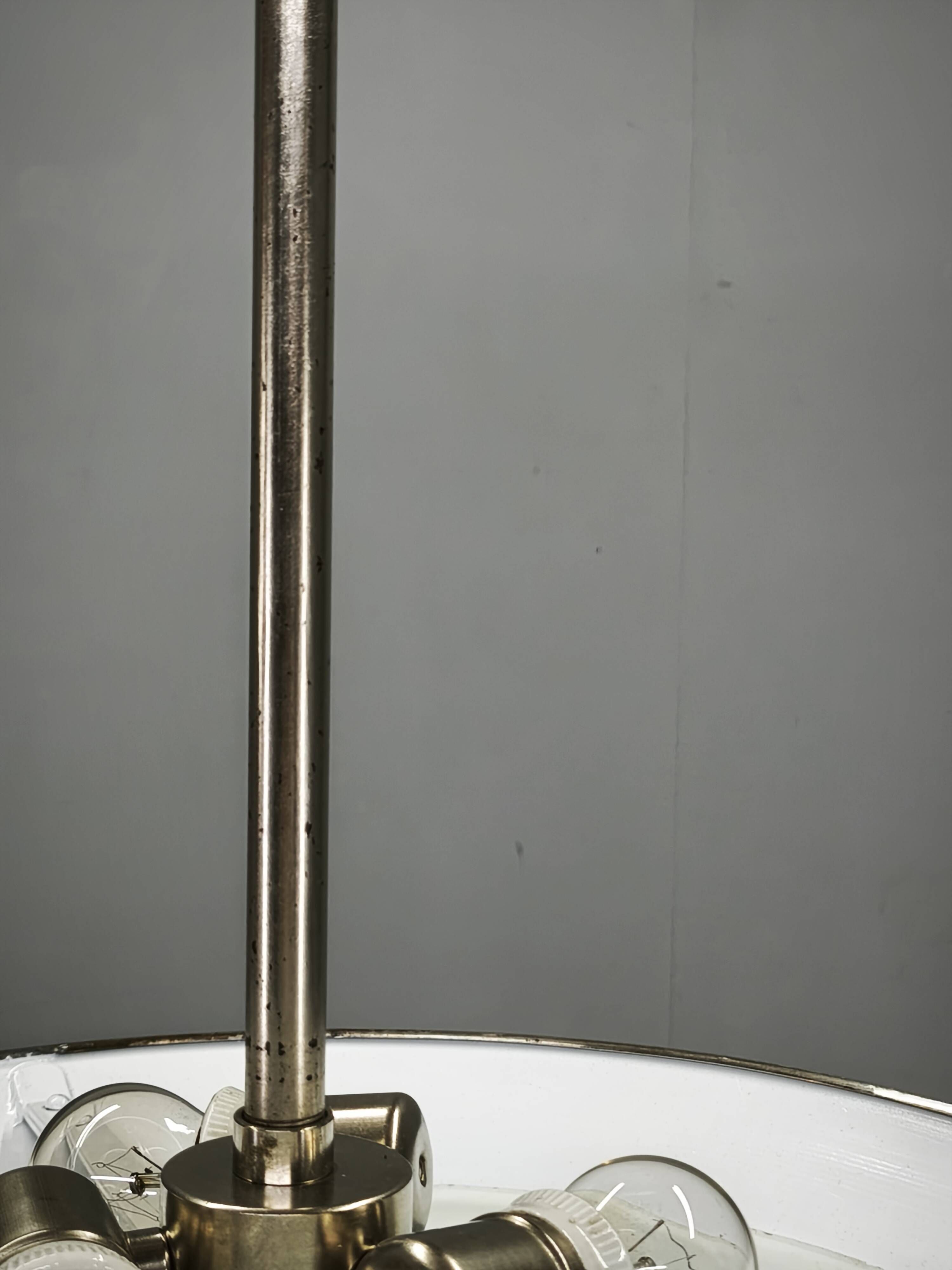 1930s Bauhaus Chrome and Glass Pendant Light from Czechoslovakia