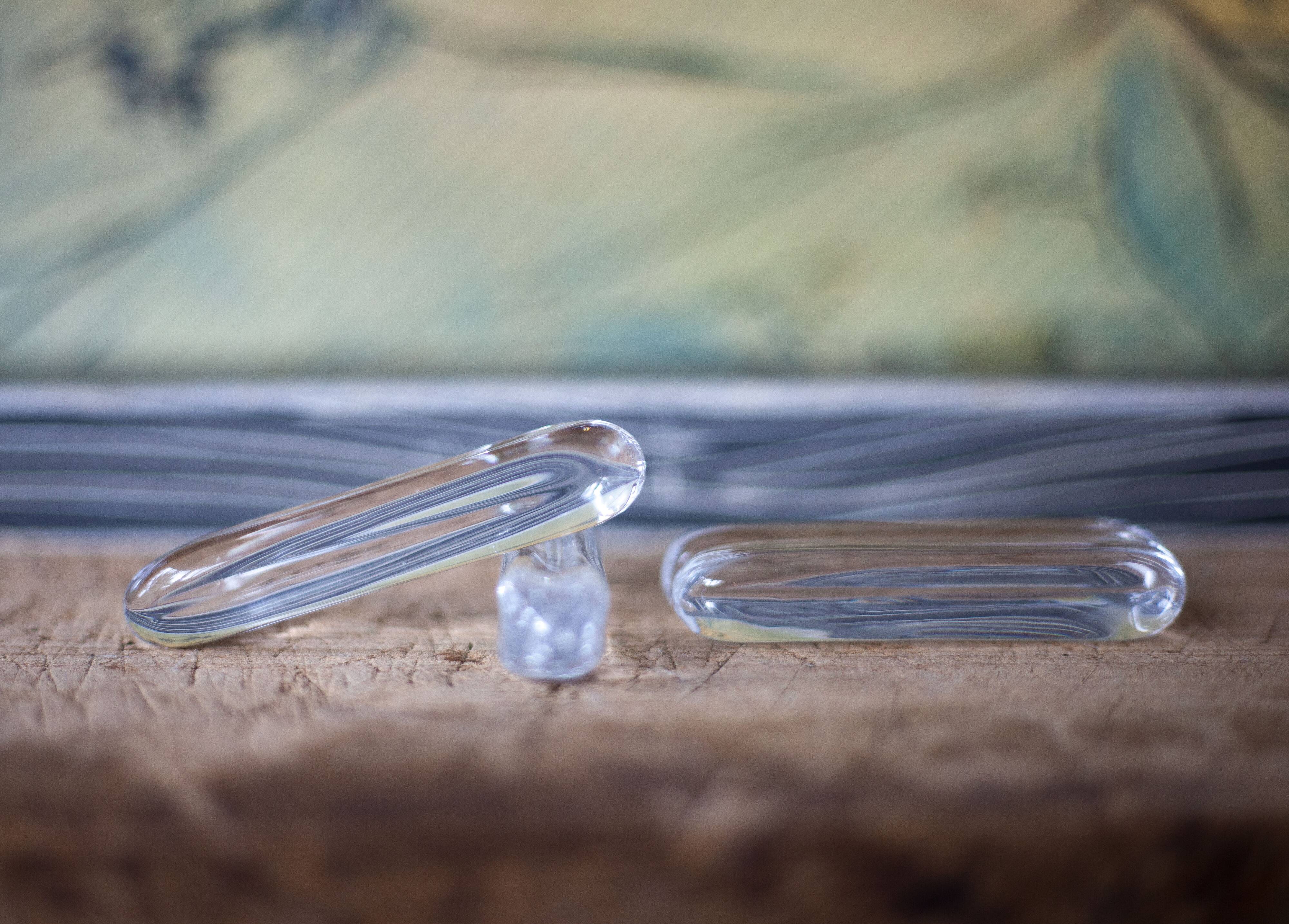 vintage knife holder X 12, Daum Cristal France knife rest, vintage signed cutlery holder