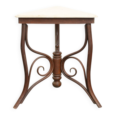 Table d'appoint Thonet ancienne du début du XXe siècle avec un plateau en pierre naturelle