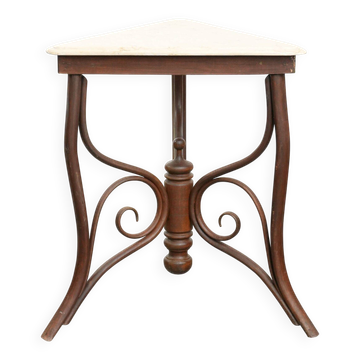Table d'appoint Thonet ancienne du début du XXe siècle avec un plateau en pierre naturelle