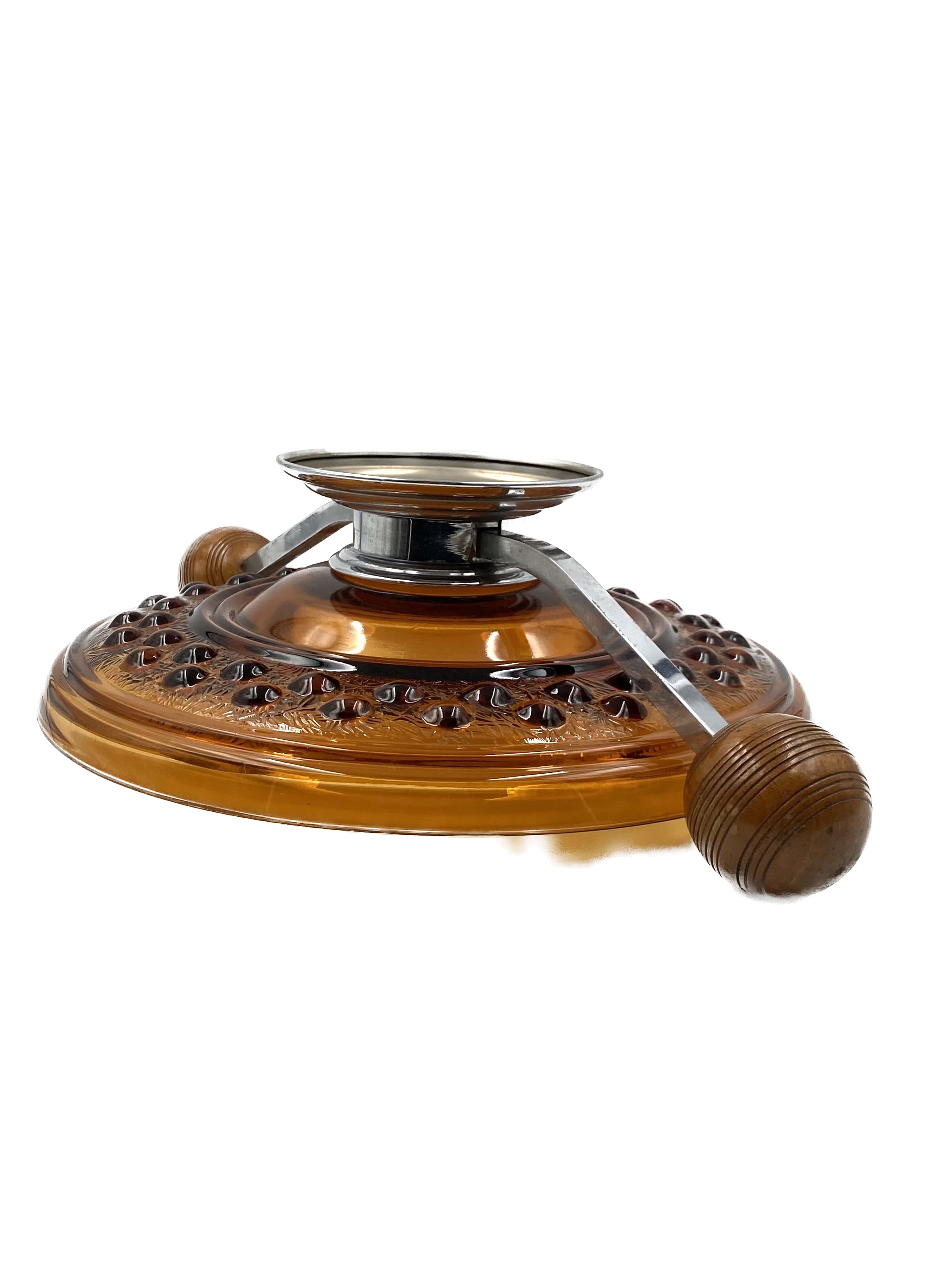 Art Deco large orange glass centerpiece / vide-poche, Italy 1940s